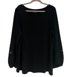 NWT Lane Bryant Womens Black Peasant Top Size 26/28 Long Balloon Sleeve Lace